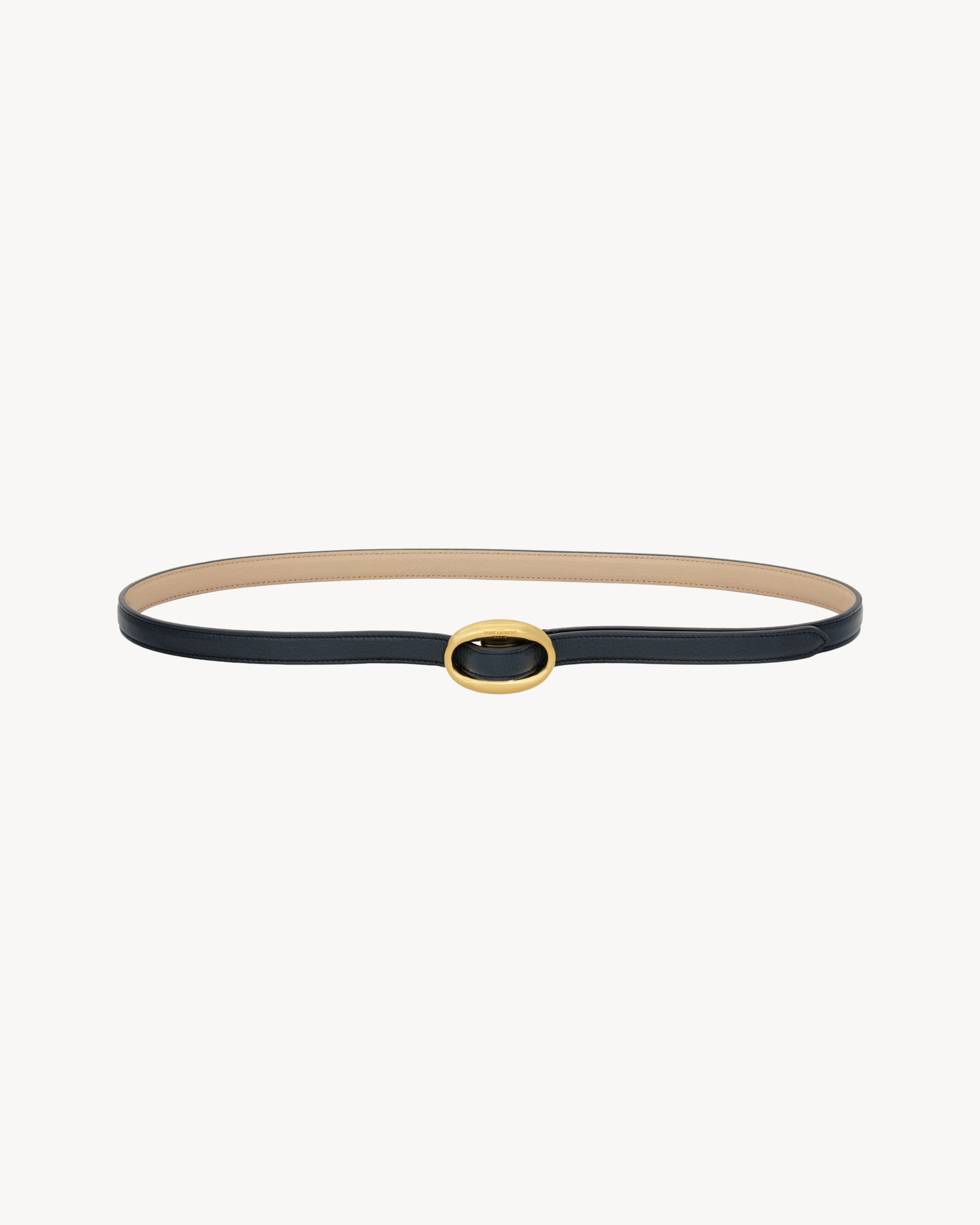 oval buckle thin reversible belt in smooth leather
