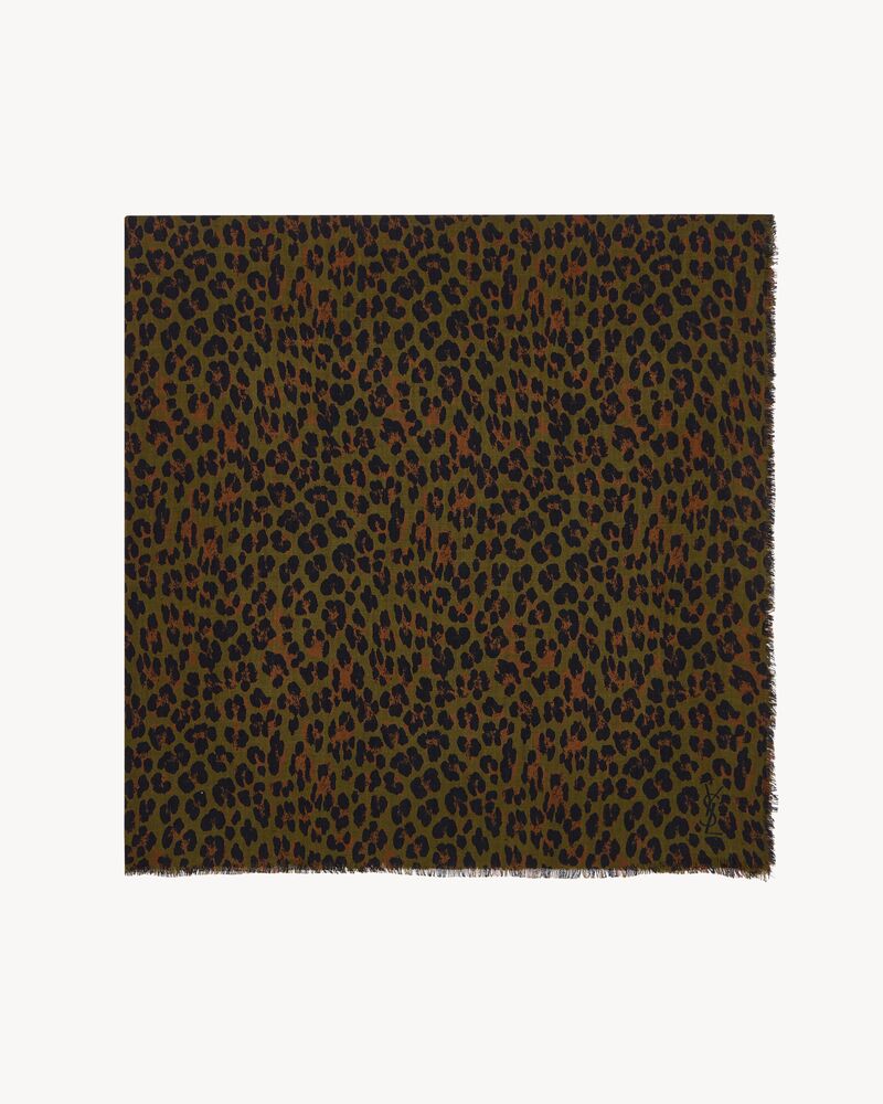 CASSANDRE square scarf in leopard wool twill