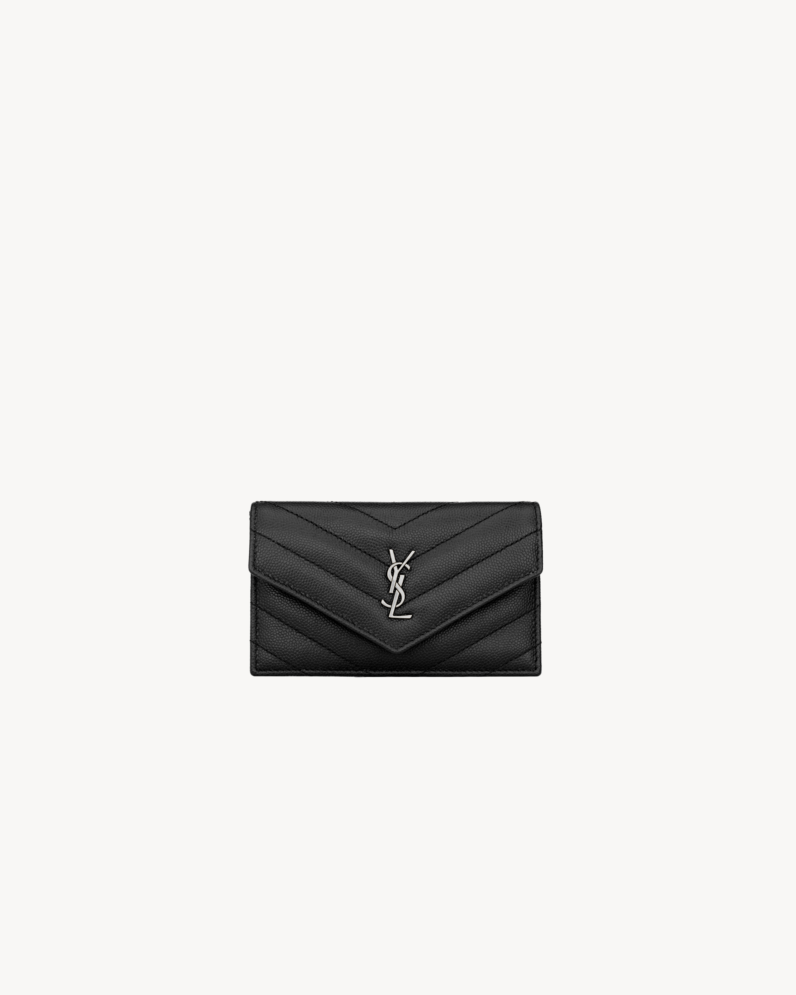 CASSANDRE MATELASSÉ FRAGMENTS FLAP CARD CASE IN GRAIN DE POUDRE LEATHER