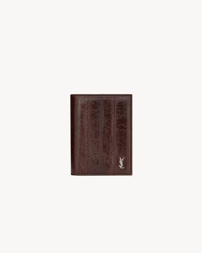 TINY CASSANDRE credit card wallet in eel in Brown | Saint Laurent