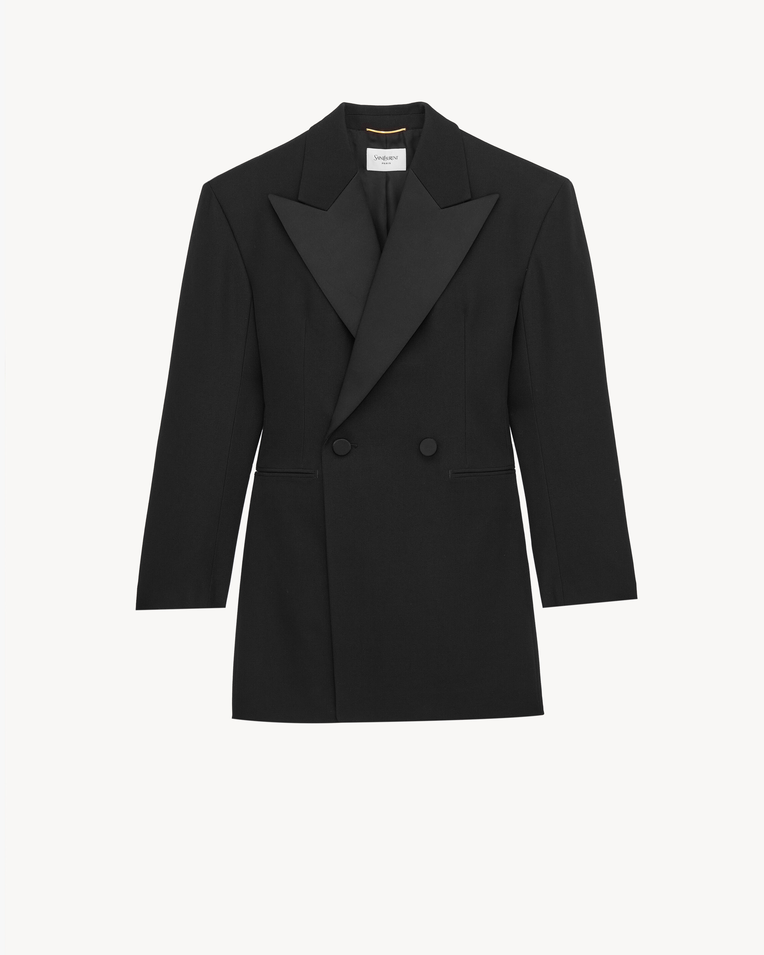 double-breasted tuxedo jacket in grain de poudre