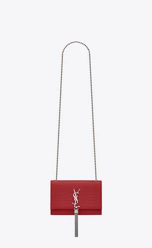 kate small with tassel in embossed crocodile shiny leather