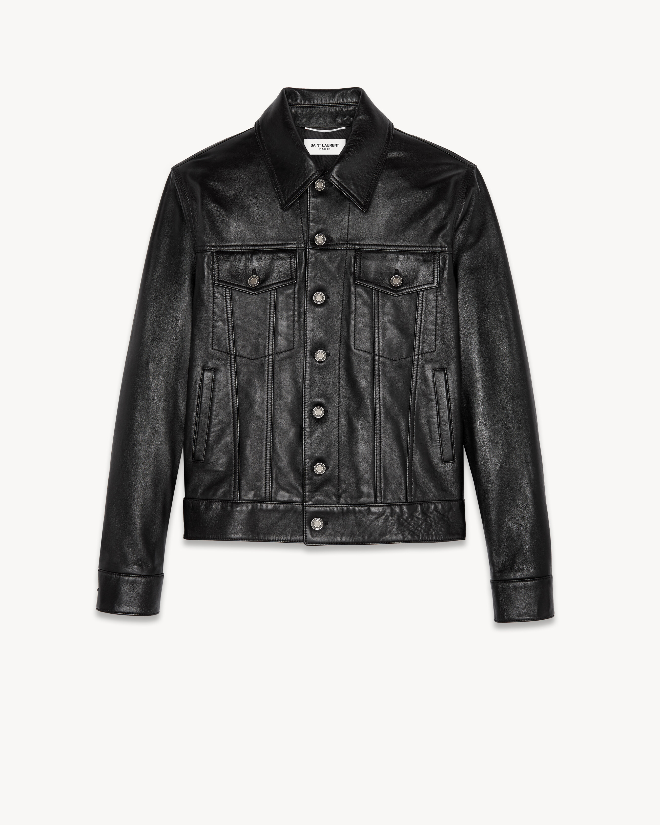 Leather shop jeans jacket