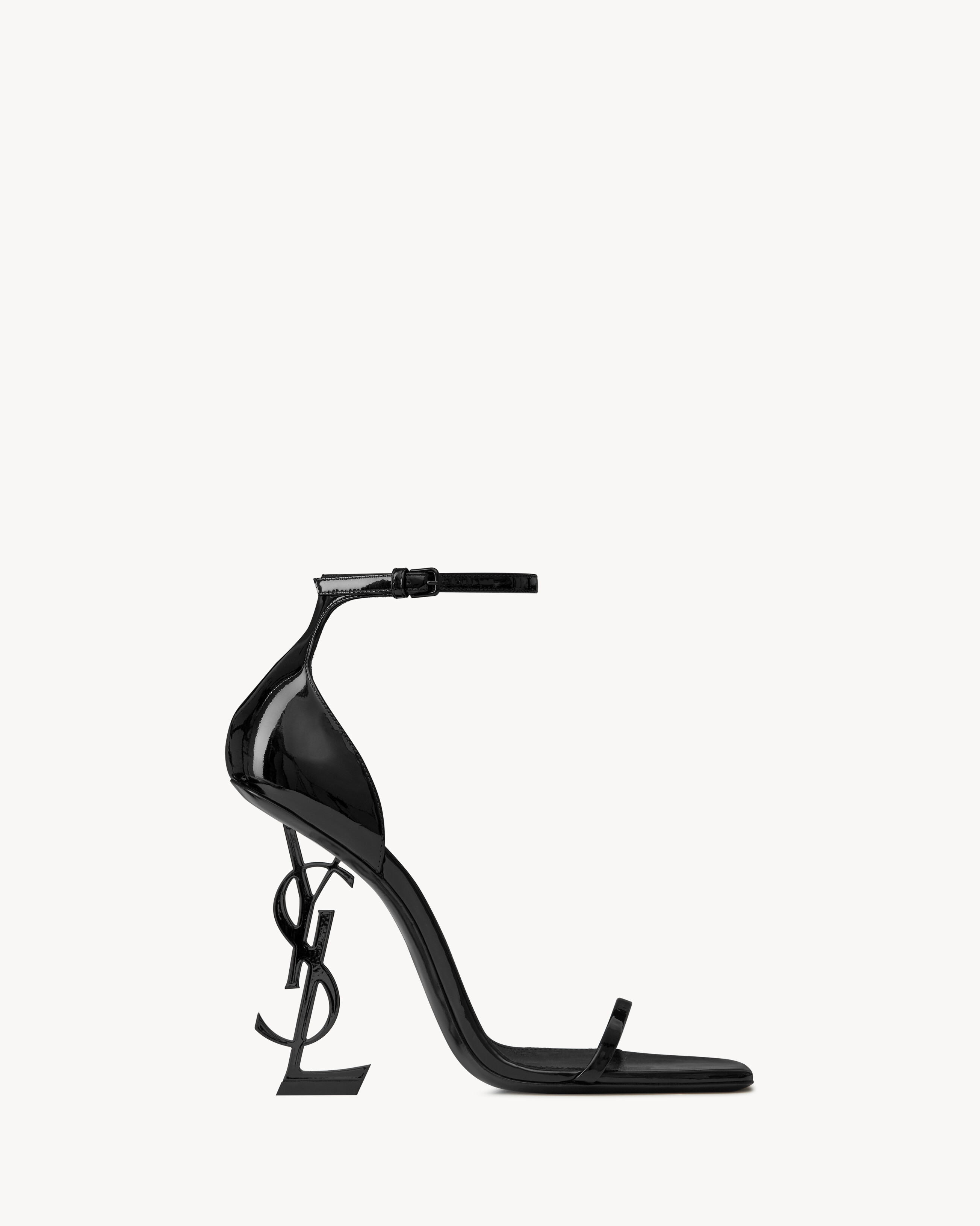 Sandalias Opyum de charol con tacón negro | Saint Laurent | YSL.com