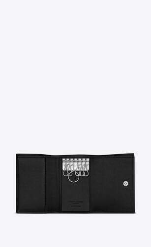 Saint Laurent YSL LINE KEY CASE IN GRAINED LEATHER