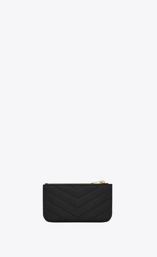 Saint Laurent Ysl Line Key Pouch In Smooth Leather in Black