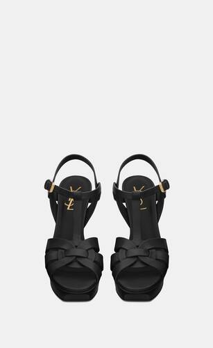 tribute platform sandals in smooth leather