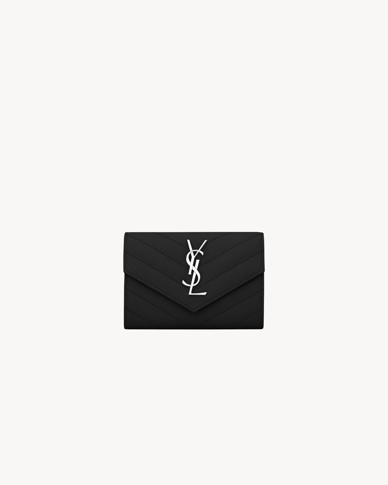 CASSANDRE MATELASSÉ PETIT PORTEFEUILLE ENVELOPPE en cuir embossé grain de poudre | Saint Laurent | YSL.com