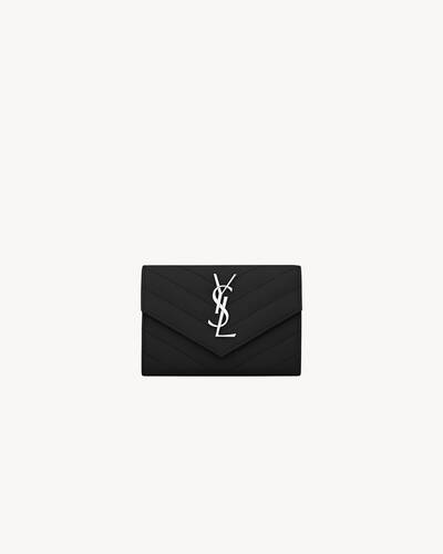 Saint Laurent YSL Monogram Small Wallet in Embossed Leather. 