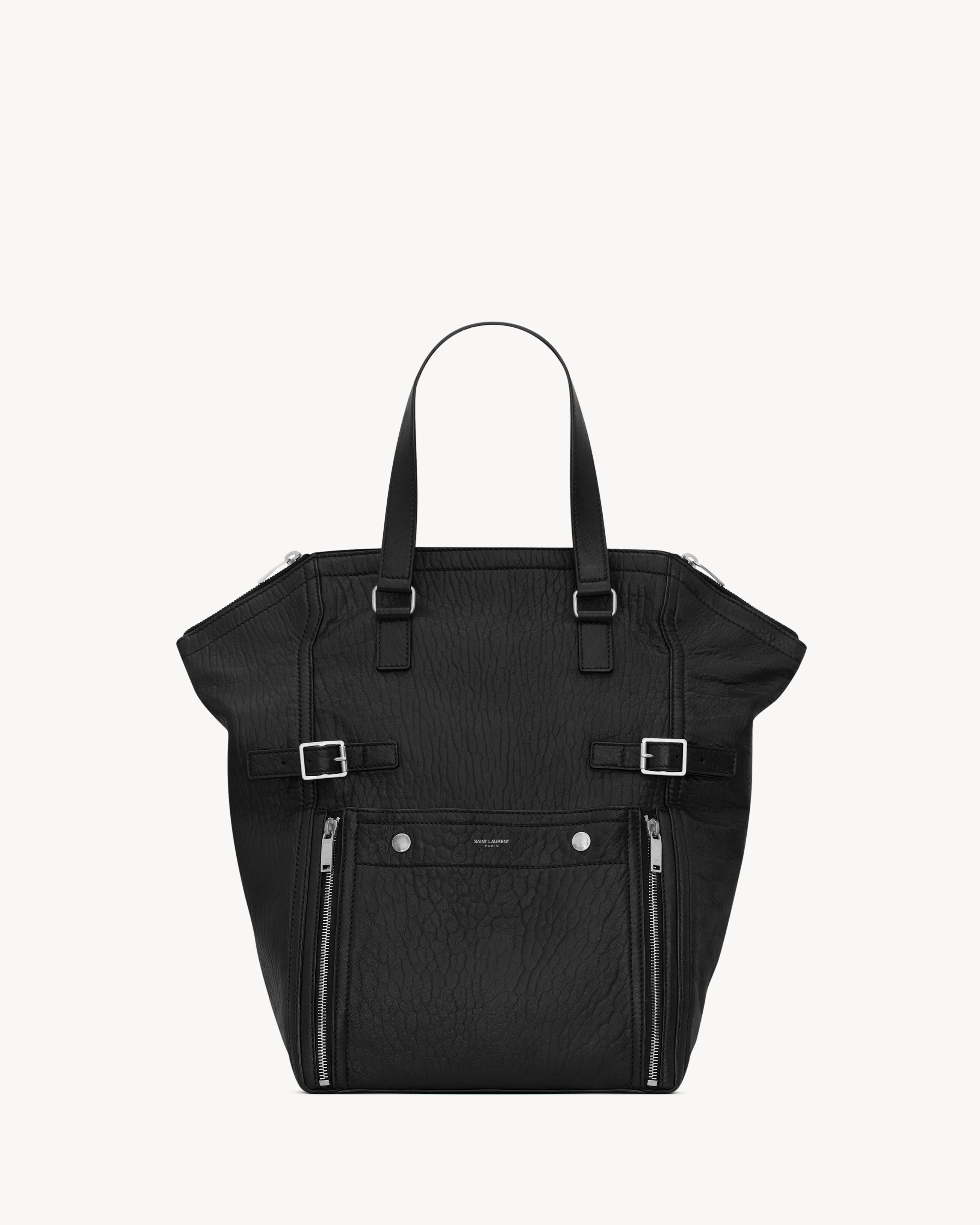 Saint Laurent Monogram Small Downtown Cabas Leather Bag In Marine