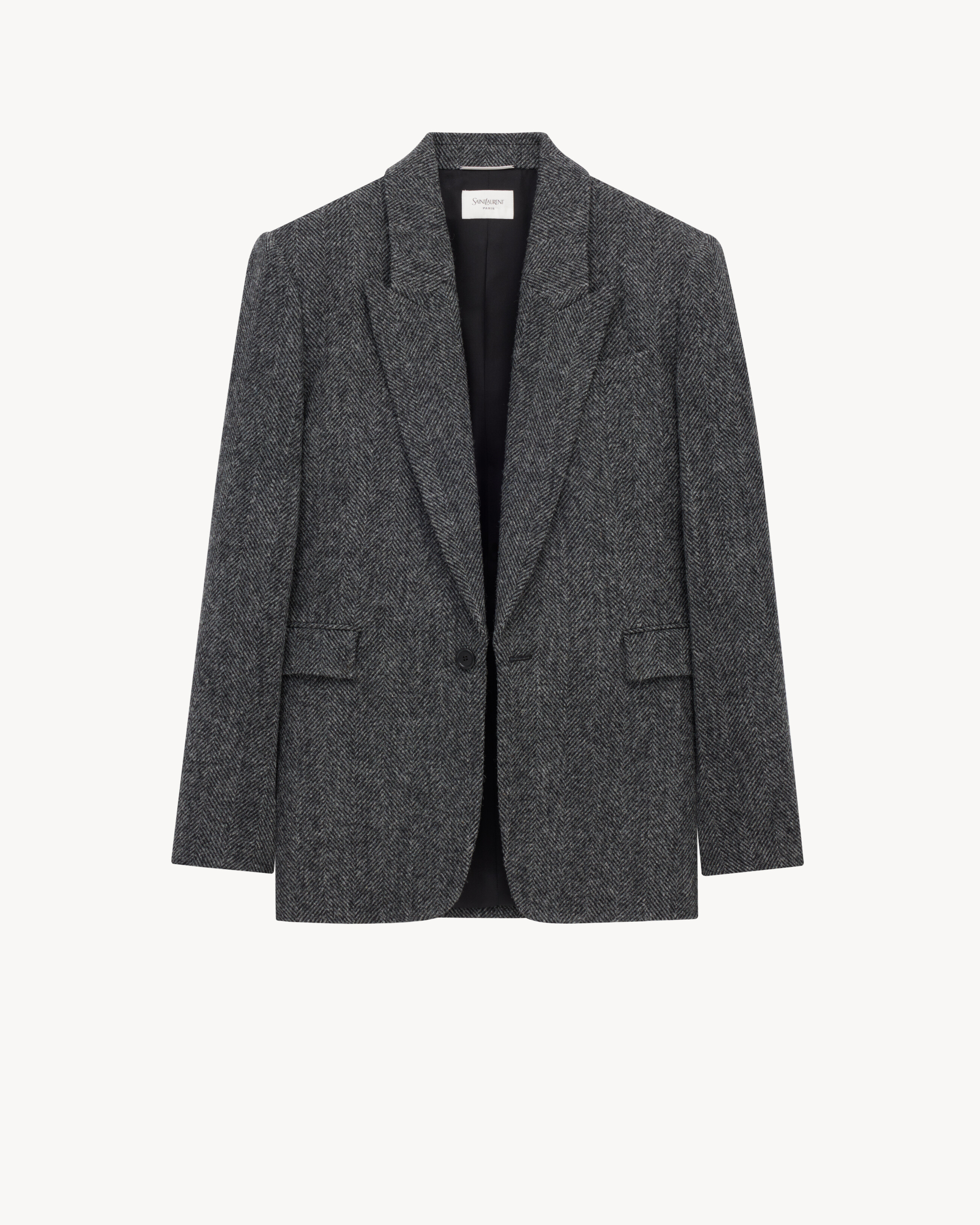 jacket in brushed herringbone wool