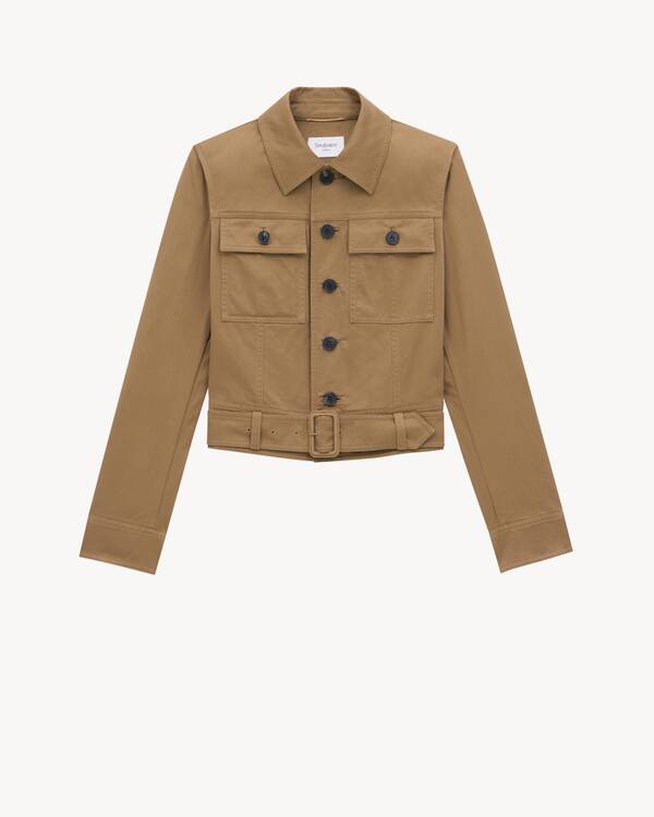 cropped jacket in cotton serge | Saint Laurent | YSL GR