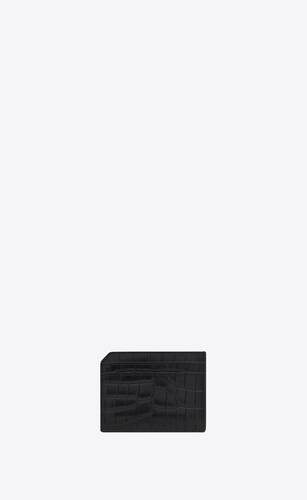 tiny cassandre open card case in matte crocodile-embossed leather