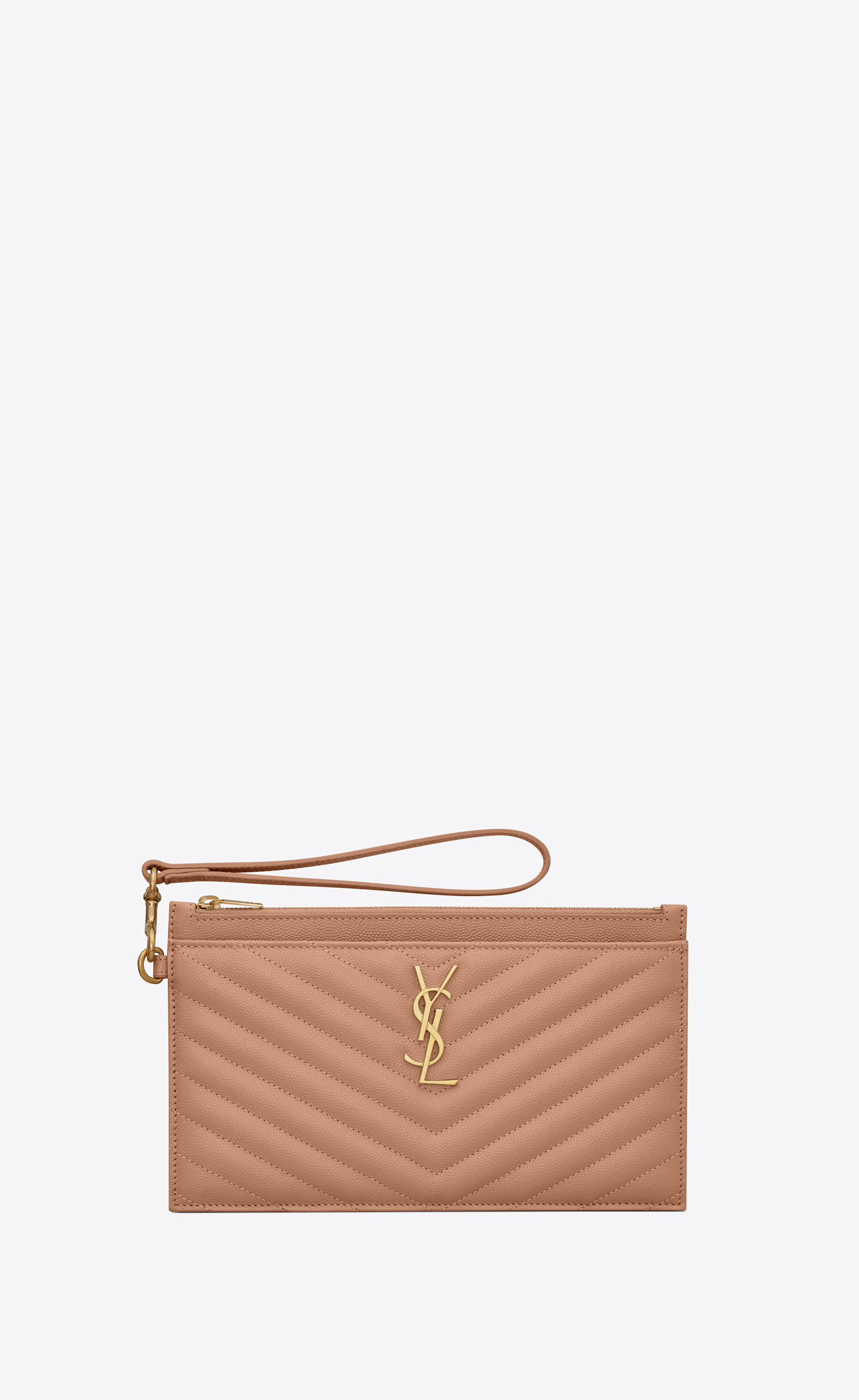SAINT LAURENT Quilted textured-leather pouch