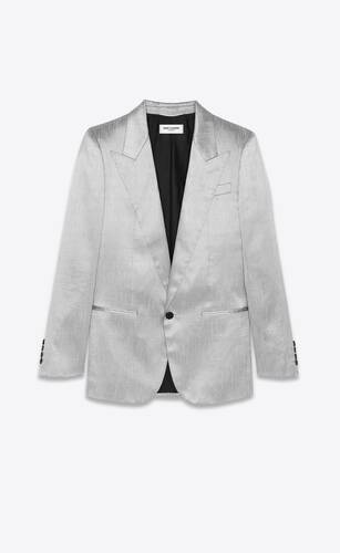 fitted single-breasted jacket in silk shantung