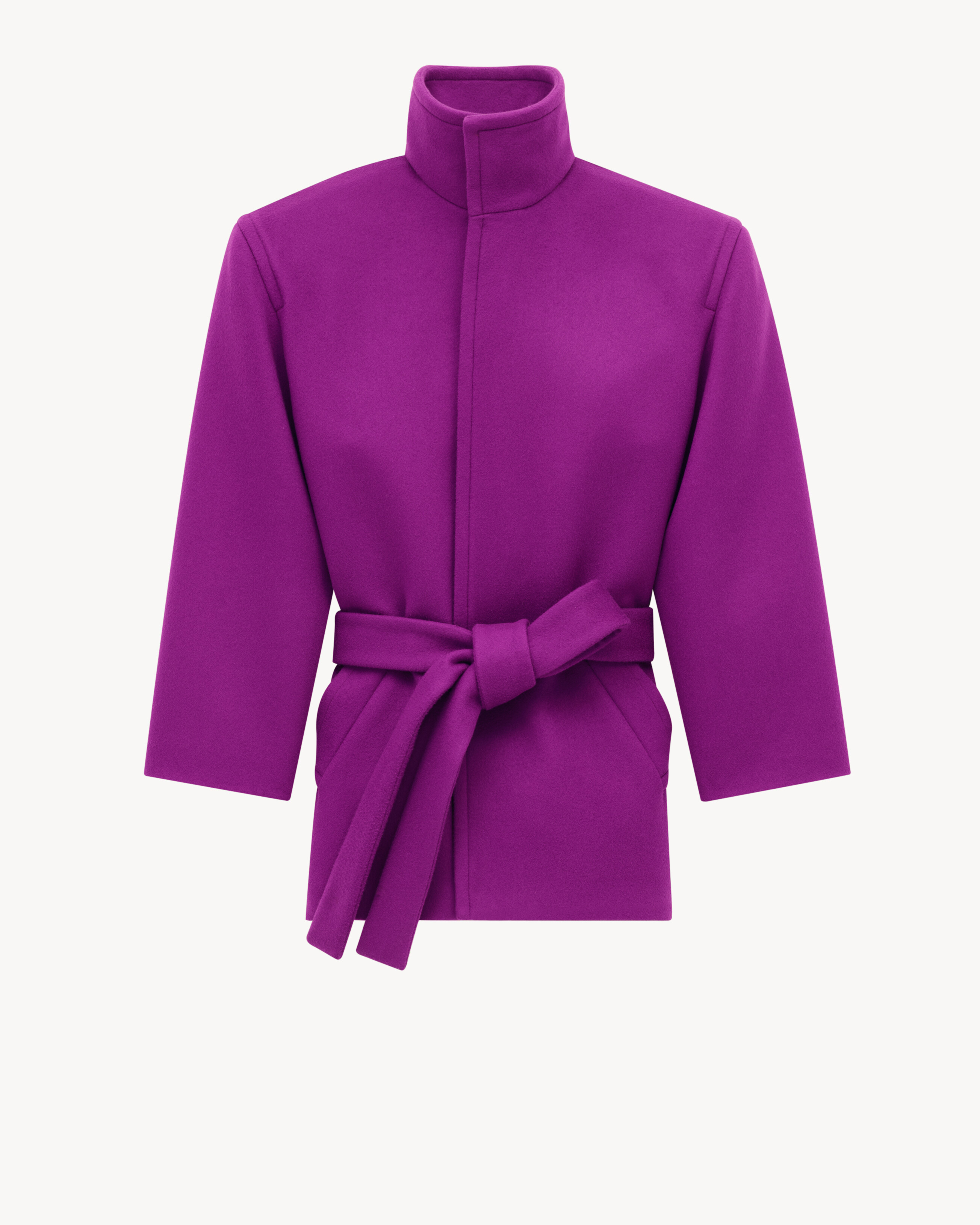 boxy belted coat in wool