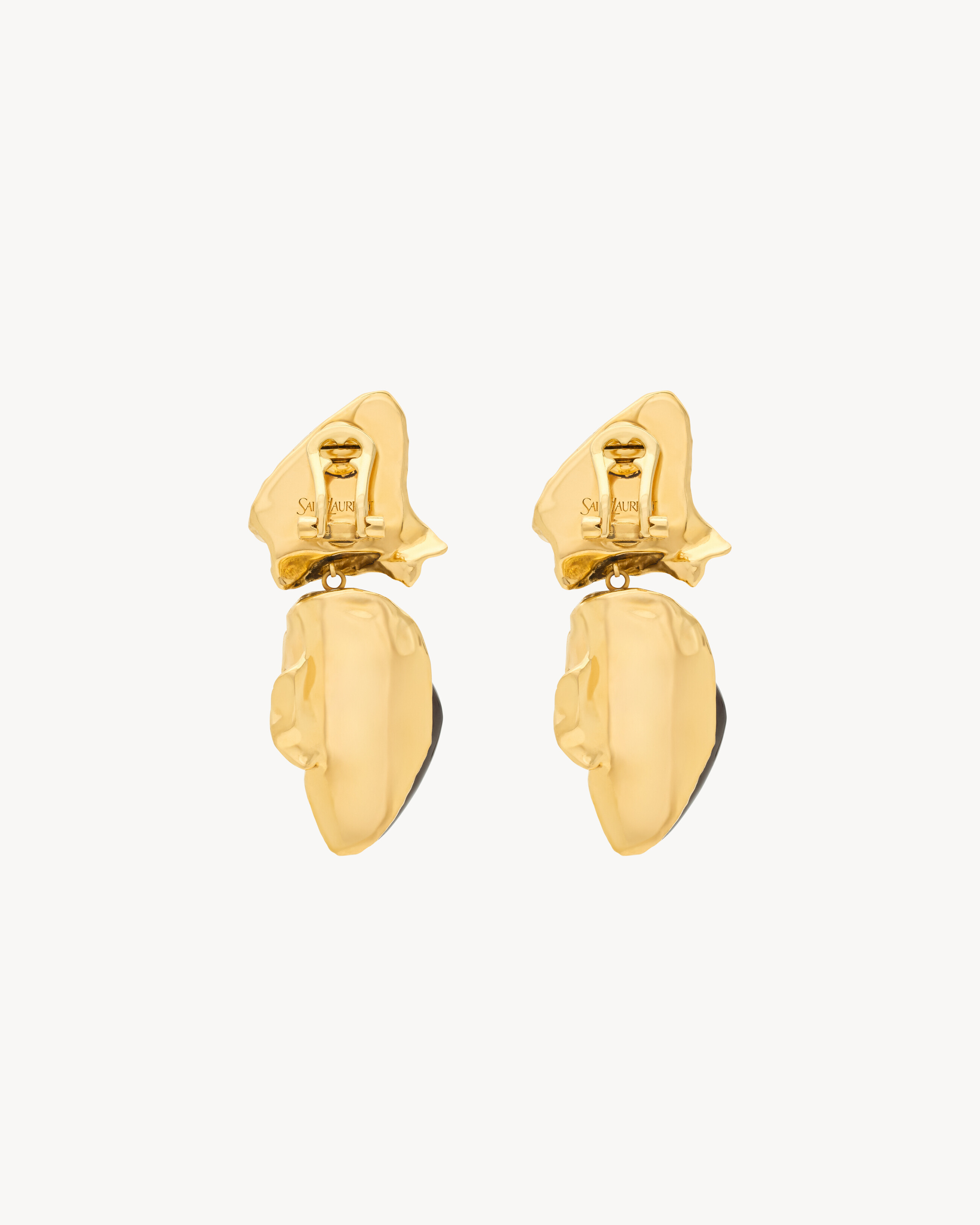 ORGANIC CABOCHON PENDANT EARRINGS IN RESIN AND METAL