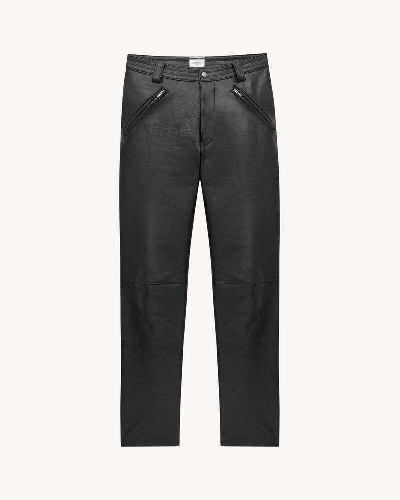 belted pants in grained leather