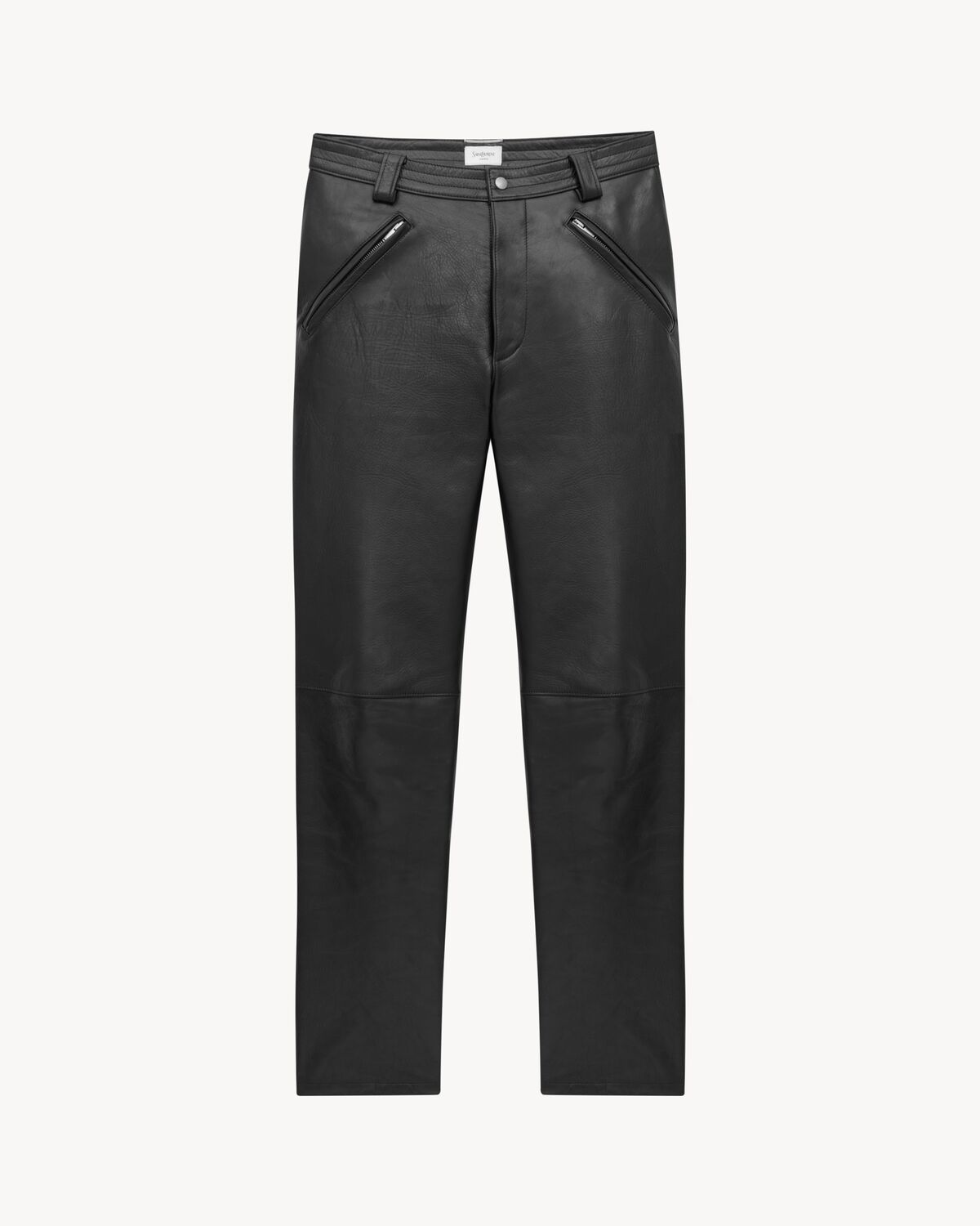 belted pants in grained leather