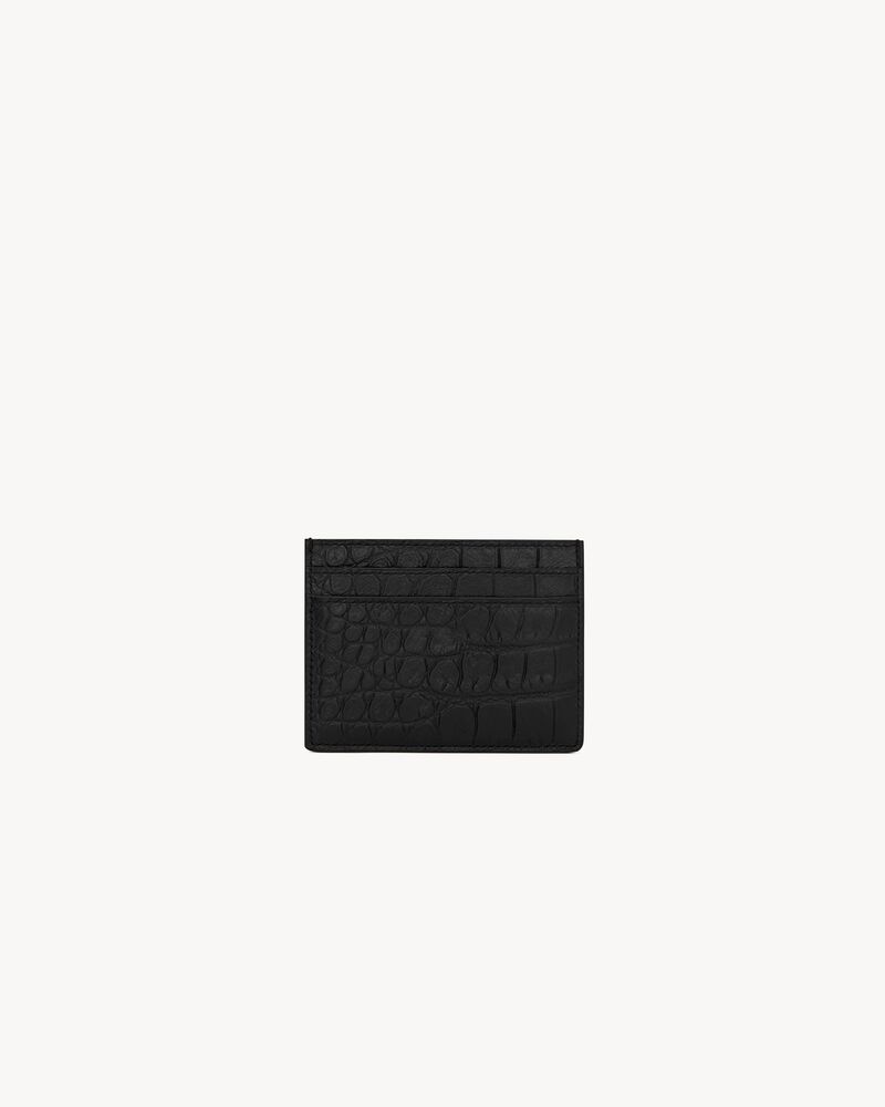 Saint Laurent Paris credit card case in CROCODILE-EMBOSSED leather