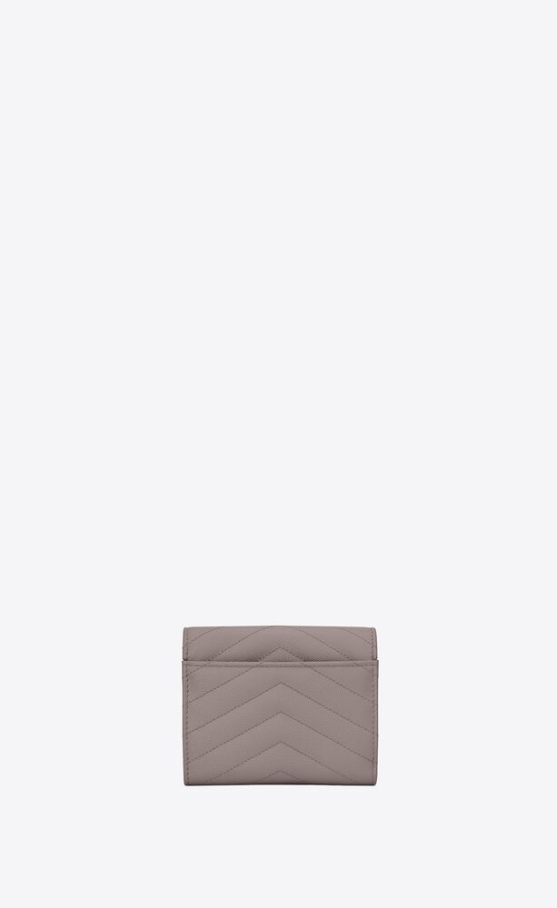 Saint Laurent Cassandre Matelasse Compact Tri Fold Wallet in Grain de  Poudre Embossed Leather