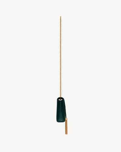 kate medium with tassel in crocodile embossed shiny leather