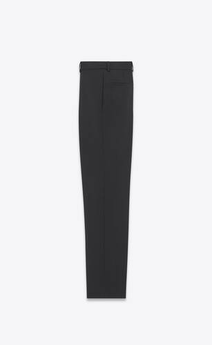 high-waisted pants in striped wool