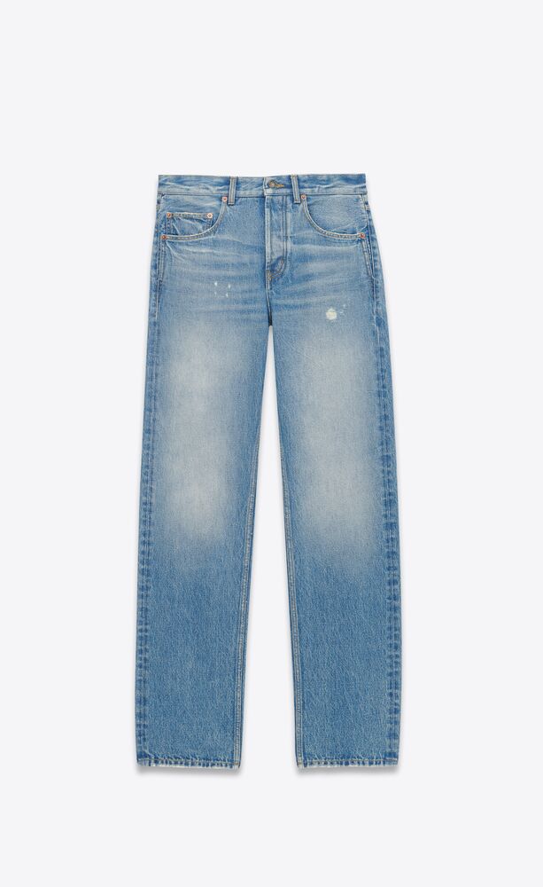 jeans larghi ed extra-lunghi in denim blu lake medium