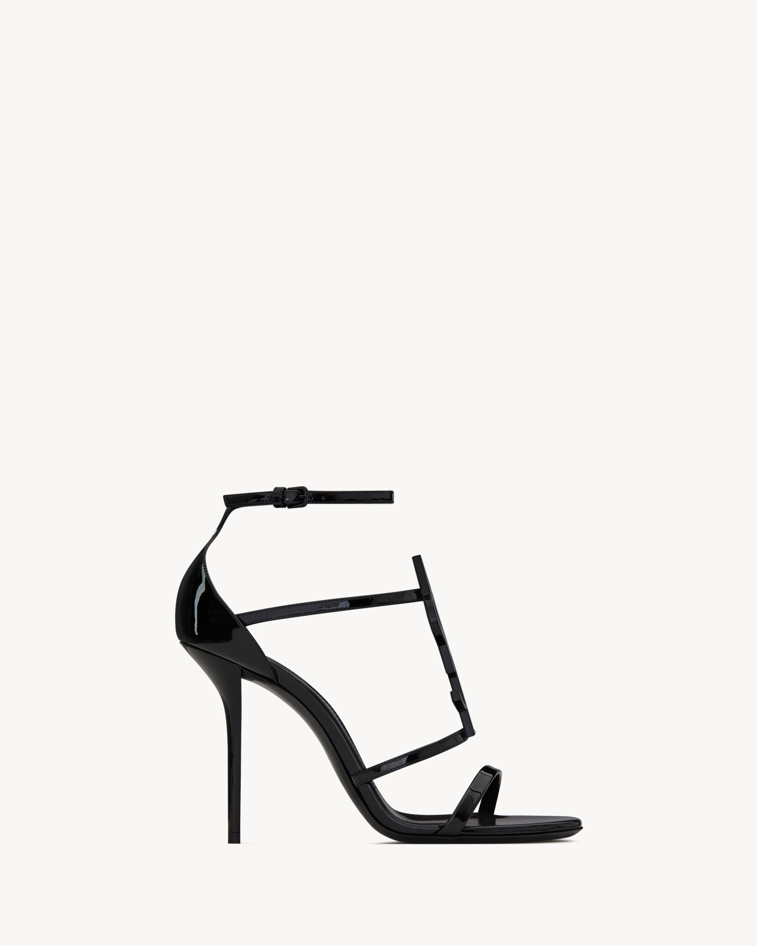 Cassandra Sandals in Patent Leather With Black Monogram - Sandal Design