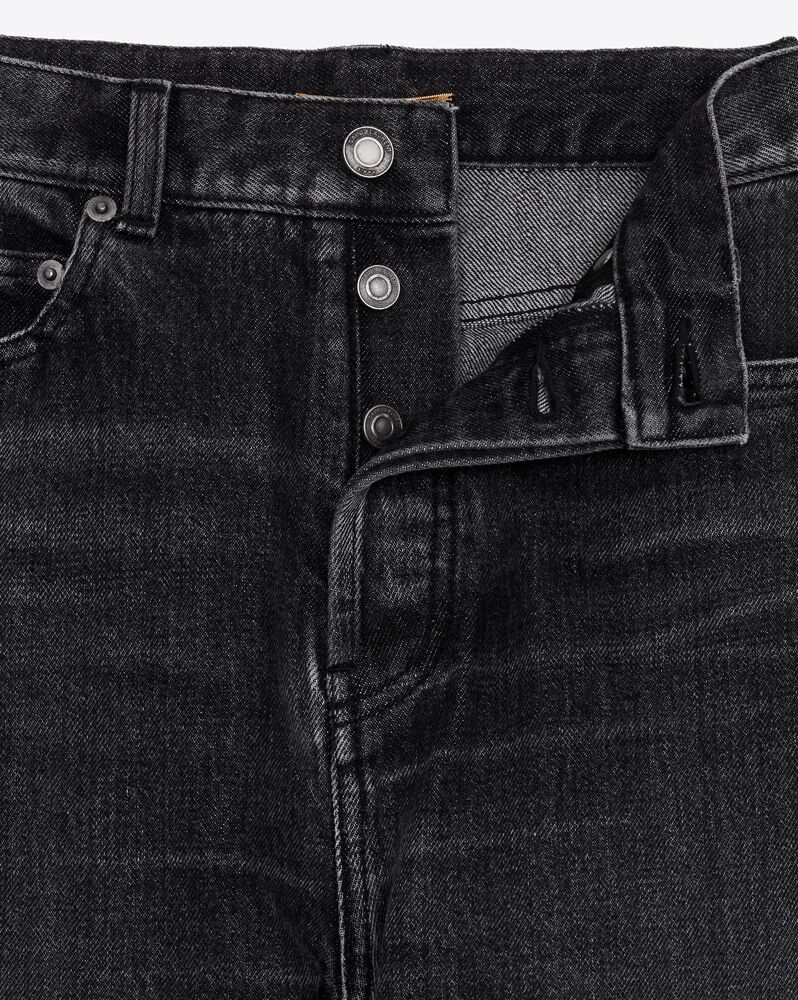 Slim-fit jeans in dirty medium black denim, Saint Laurent