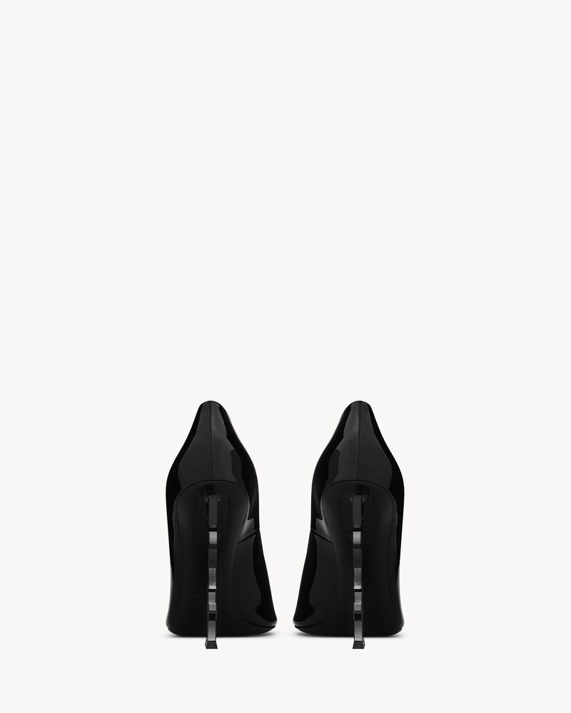 Saint Laurent ヒール パンプス ブラック ★ 新作 オピウム パンプス（ブラックパテントレザー＆クローム/ヒール