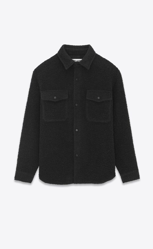 overshirt in raw black wool