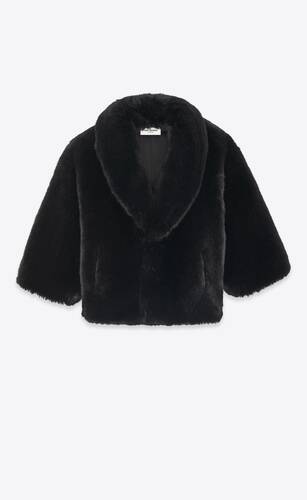 shawl-collar coat in animal-free fur