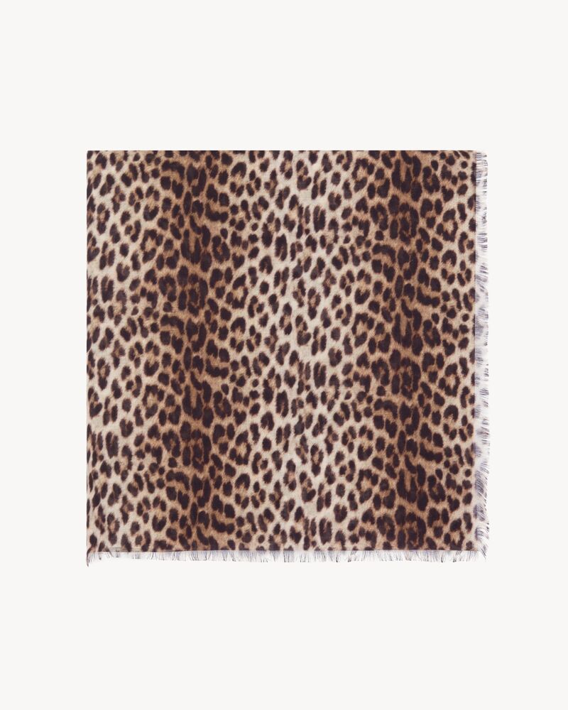 square scarf in leopard modal and cashmere
