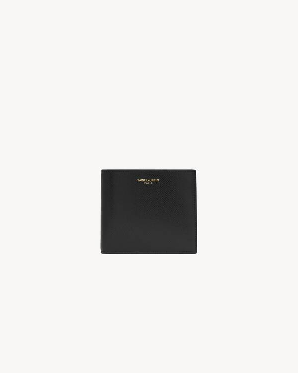 코팅 처리한 바크 가죽 소재의 Saint Laurent Paris EAST/WEST 지갑