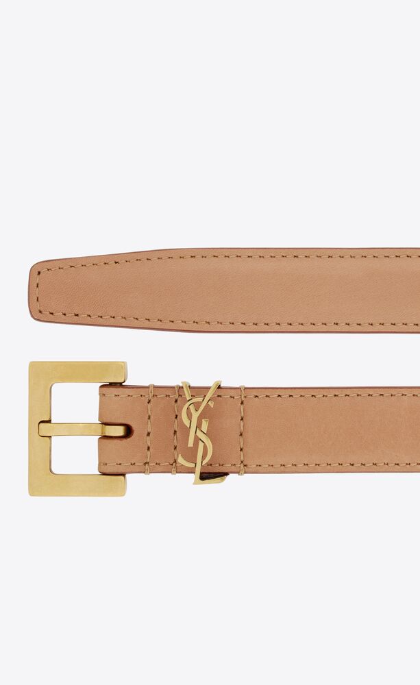 Cassandre thin belt with square buckle in vegetable-tanned leather ...