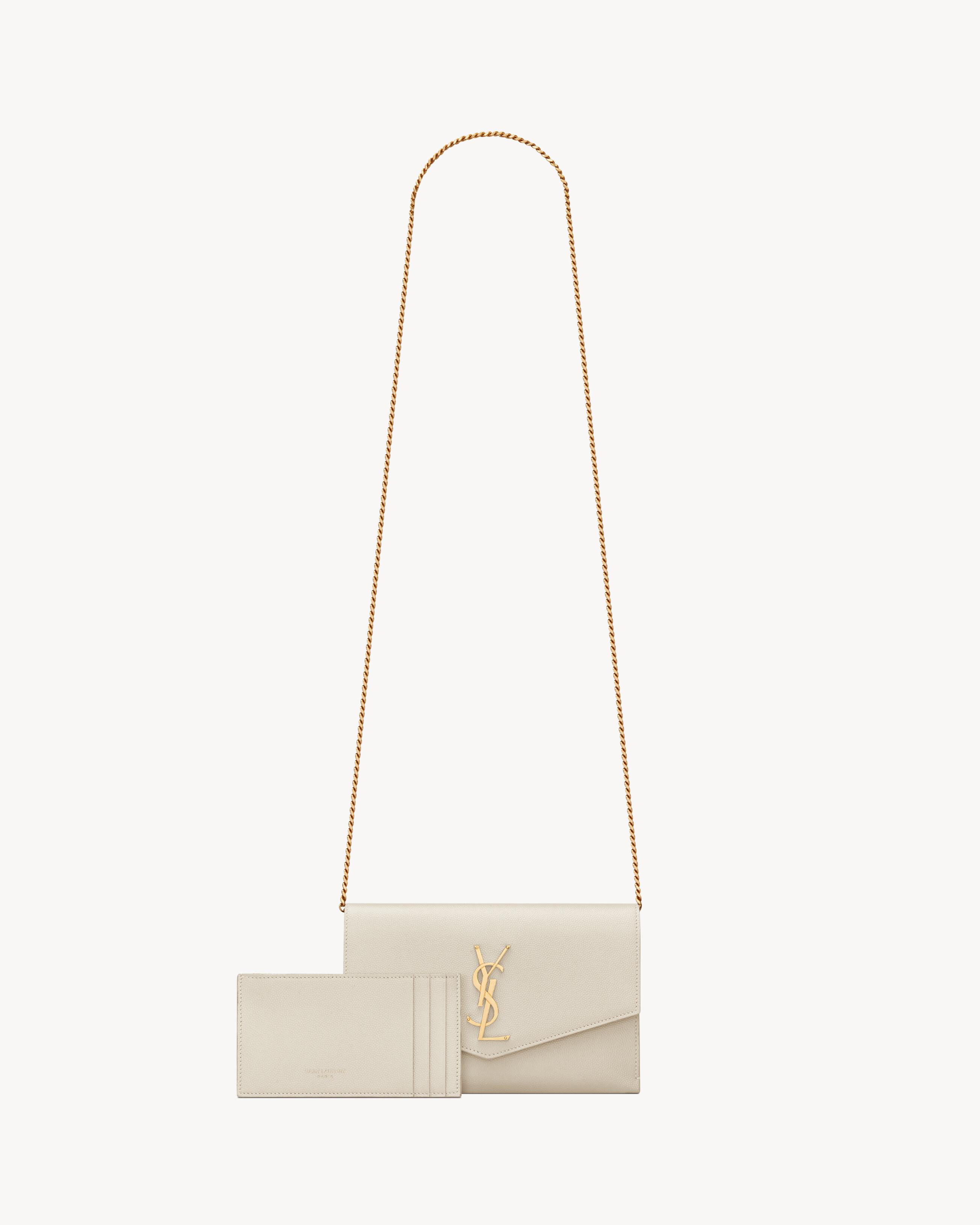UPTOWN CHAIN WALLET IN GRAIN DE POUDRE EMBOSSED LEATHER