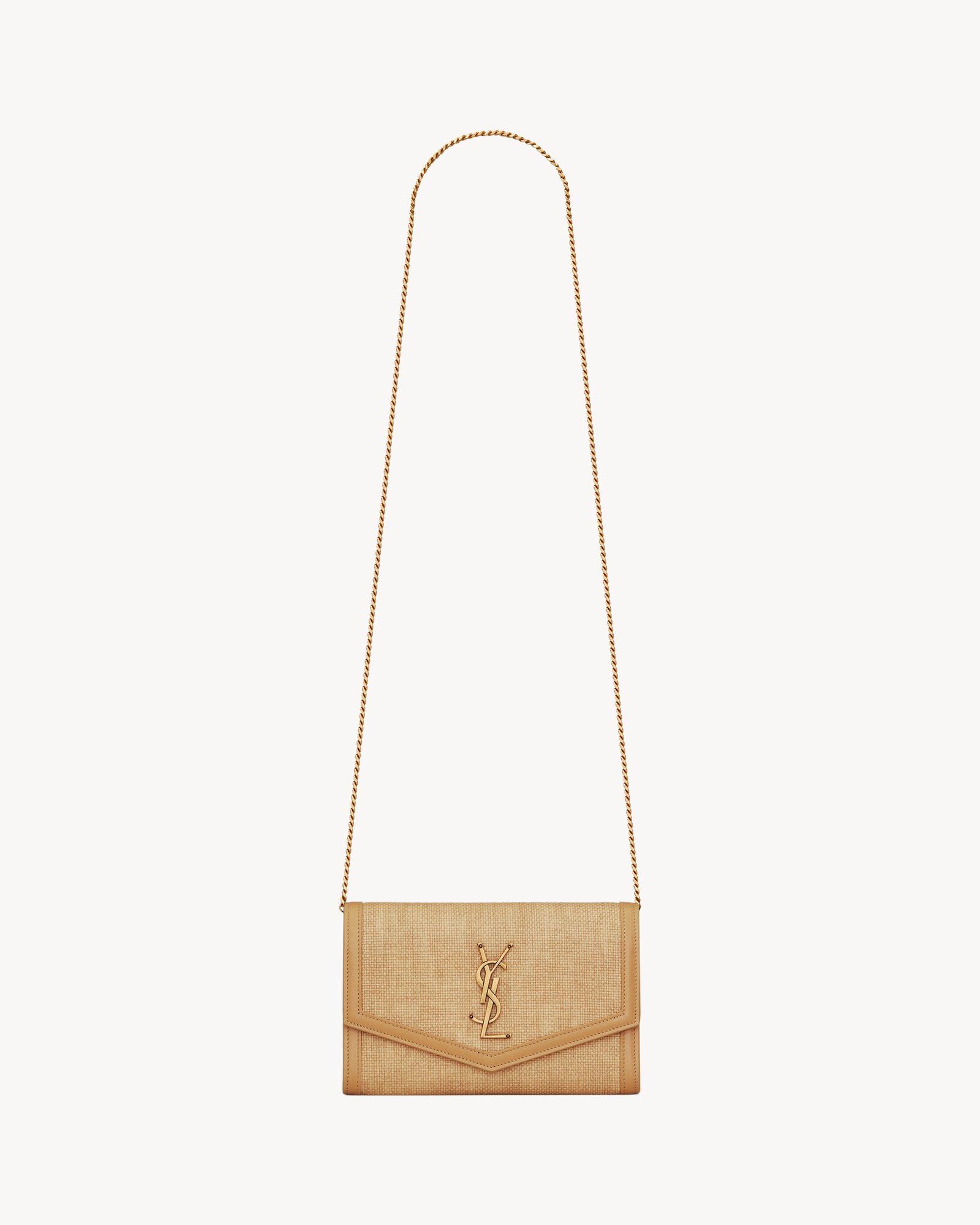 UPTOWN chain wallet in micro raffia — 6077882UF1W9985