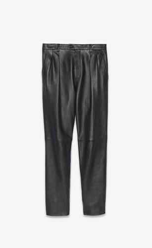 pleated pants in vintage drummed leather
