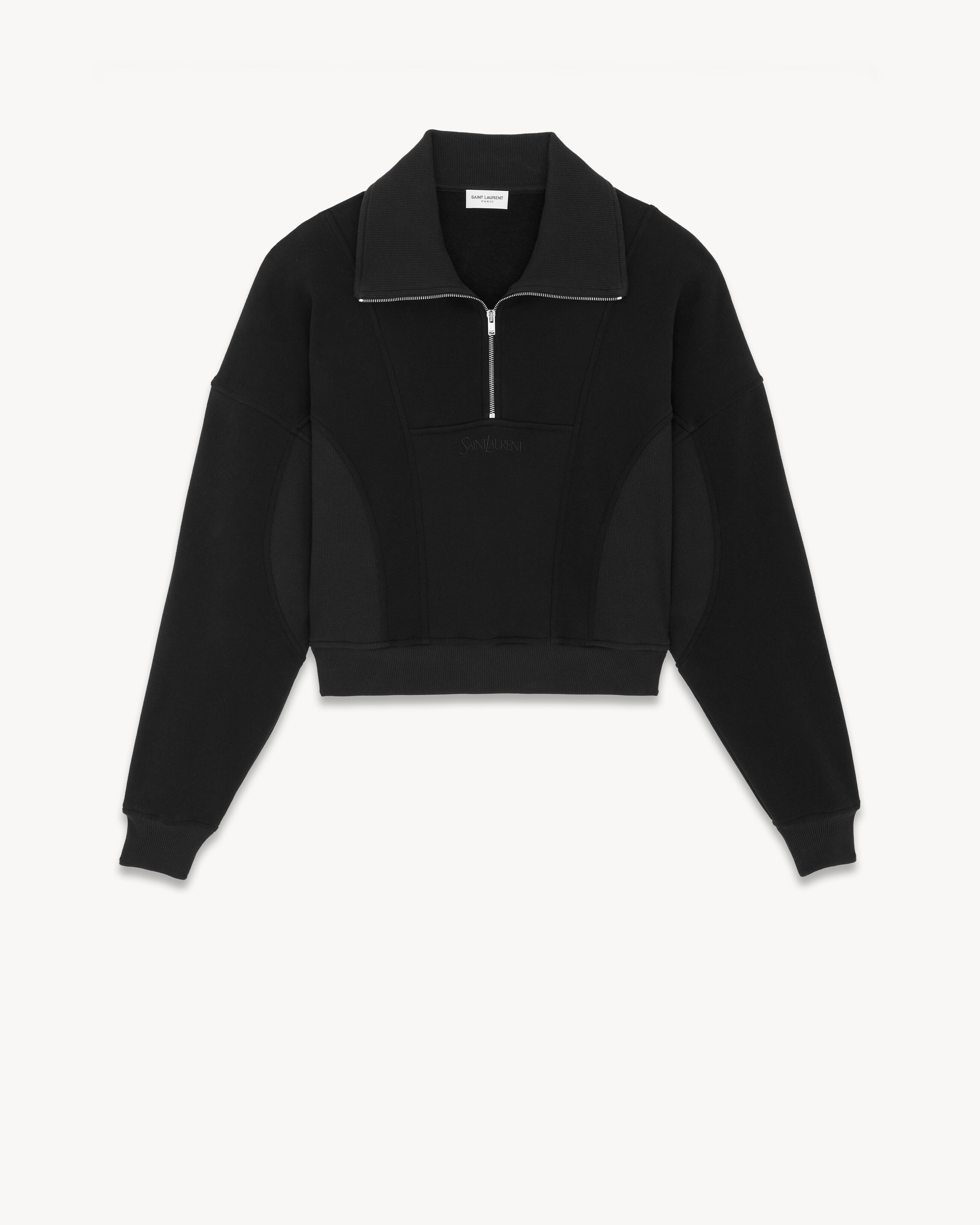 Saint Laurent cropped cotton sweatshirt - Neutrals