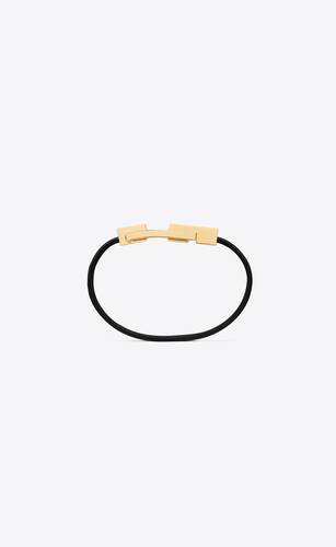 le carré bracelet in crocodile-embossed leather and metal