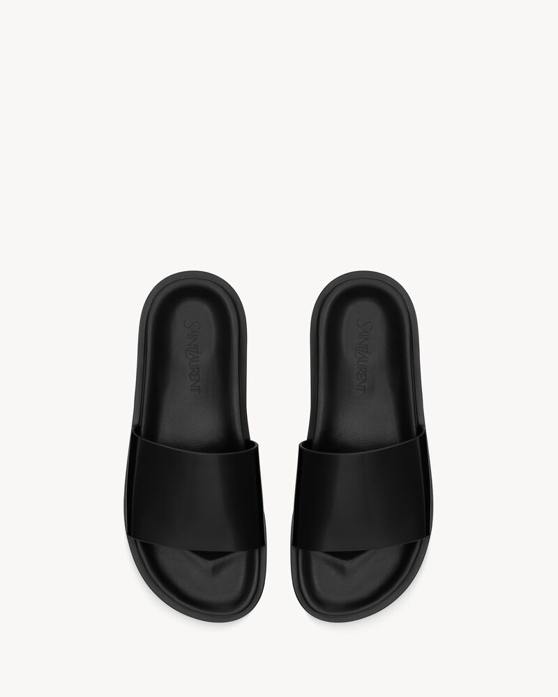 NICHOLS slides in glazed leather in Black | Saint Laurent | YSL EN-SG