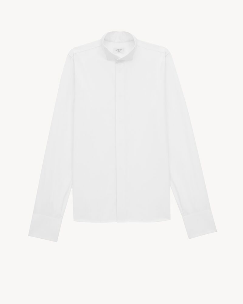 wing-collar shirt in cotton poplin