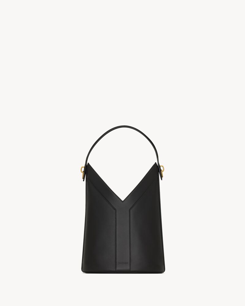 Y top-handle bucket in leather