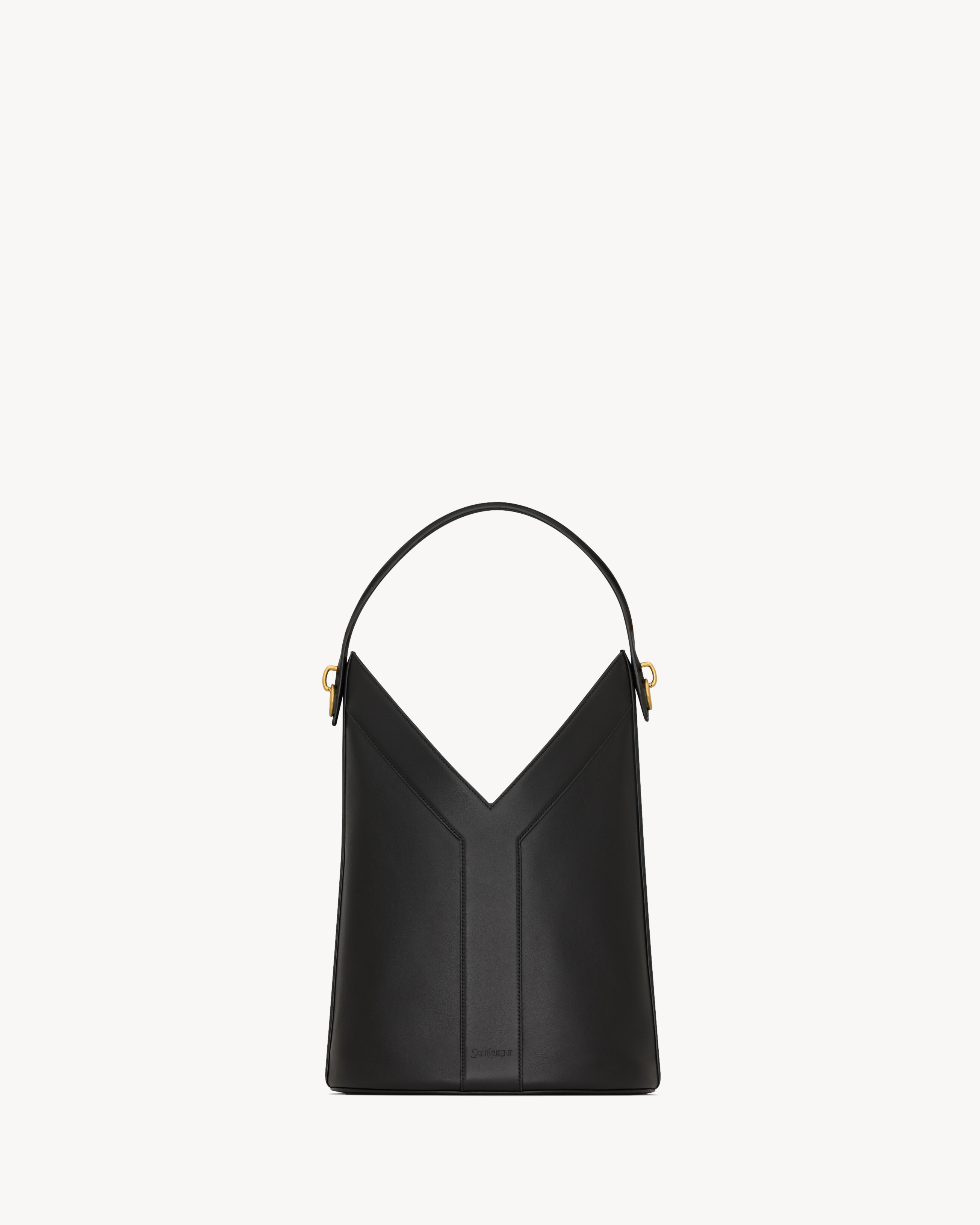 Y top-handle bucket in leather
