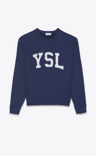 Saint Laurent logo-print cotton sweatshirt - Blue