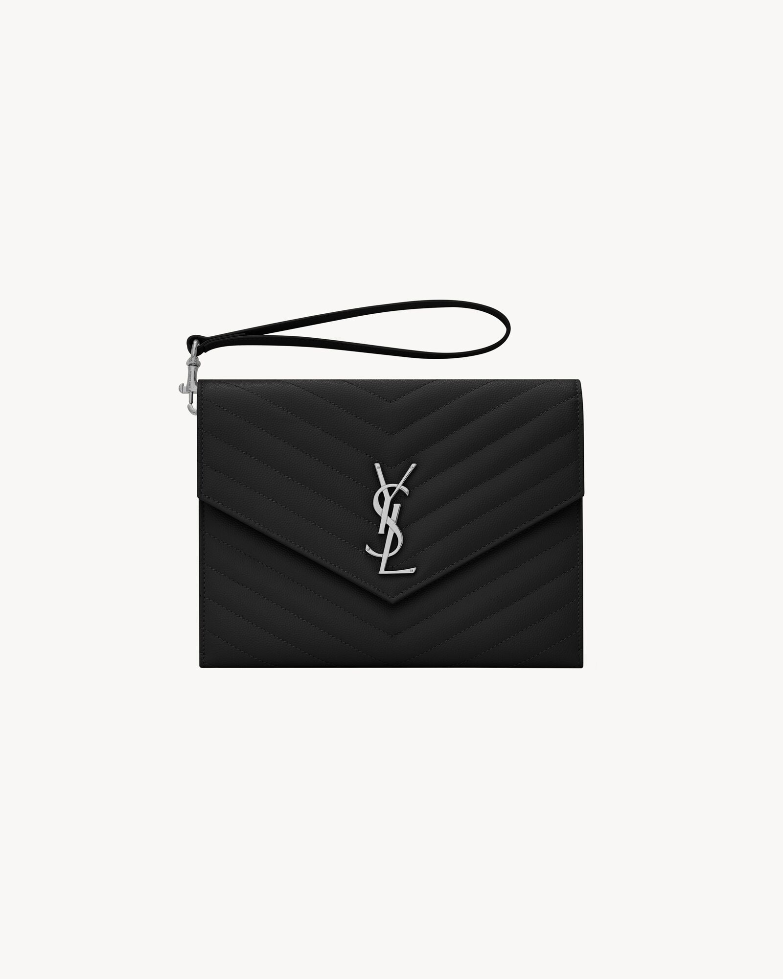 CASSANDRE MATELASSÉ FLAP POUCH IN GRAIN DE POUDRE LEATHER — 617662BOW021000