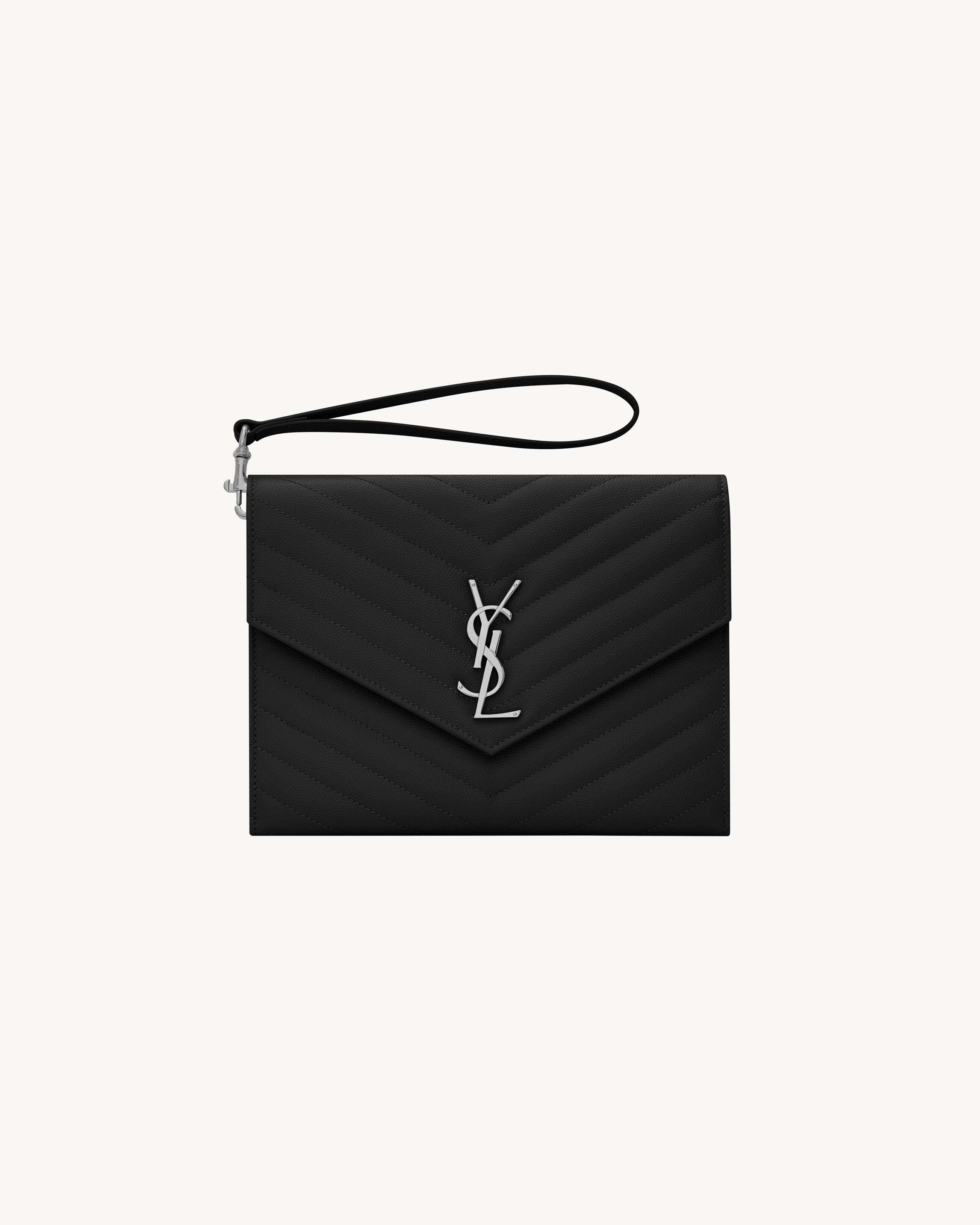 CASSANDRE MATELASSÉ FLAP POUCH IN GRAIN DE POUDRE LEATHER