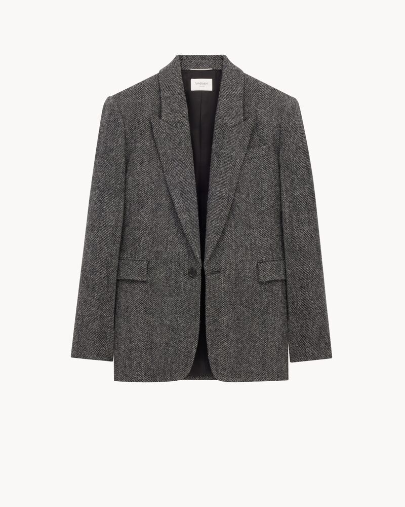 jacket in brushed herringbone wool