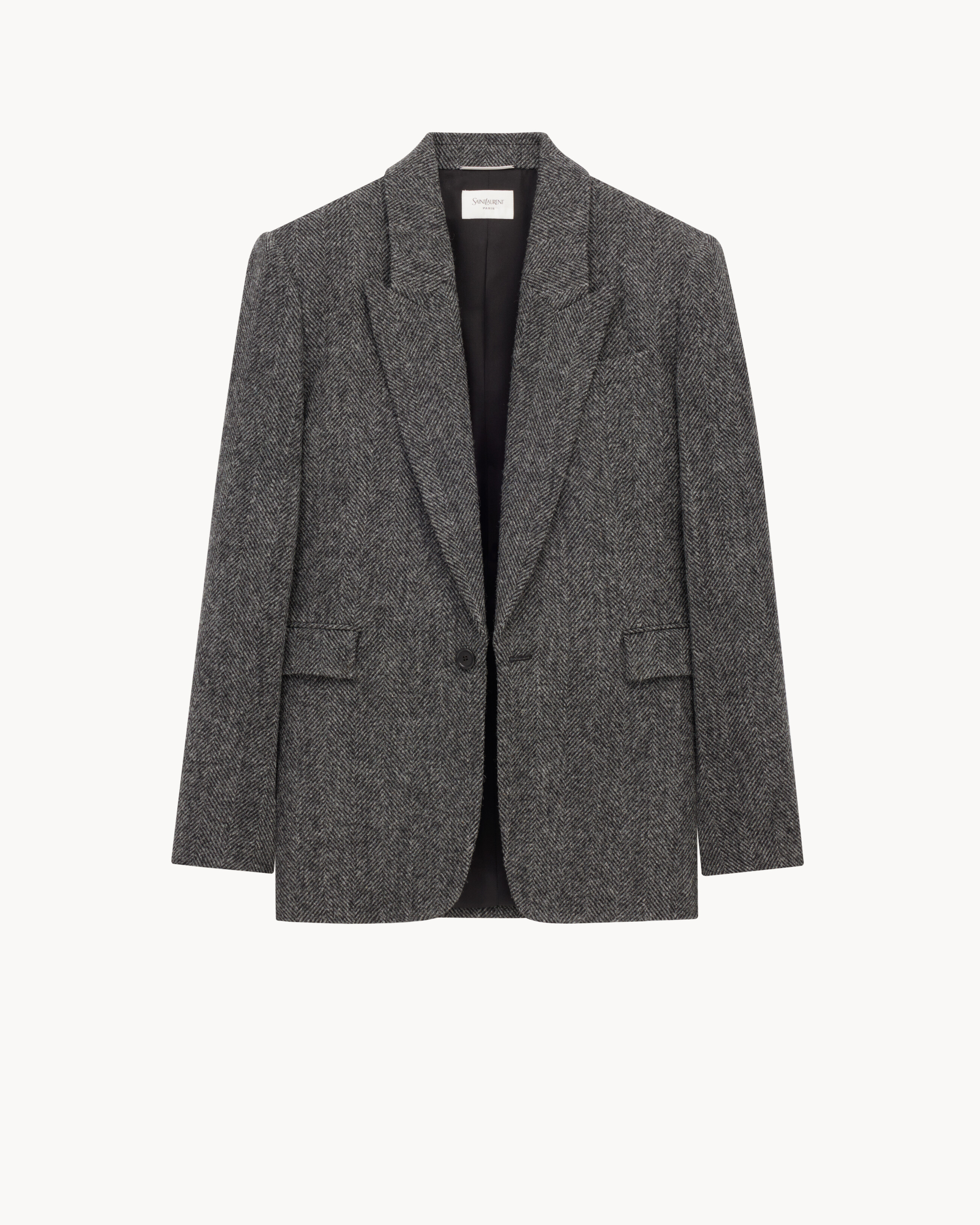 jacket in brushed herringbone wool